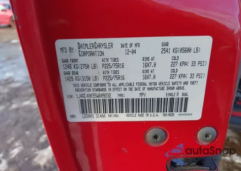 2005 Jeep Liberty Sport from USA, damaged, VIN 1J4GL48K55W609232